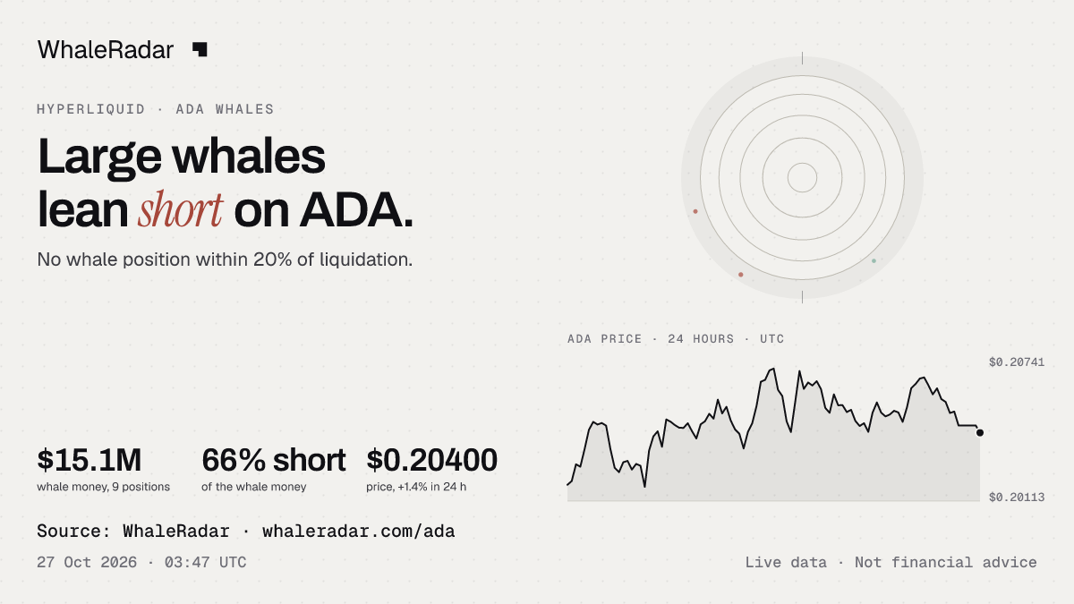 The ADA radar with the price over 24 hours, ready for your story.