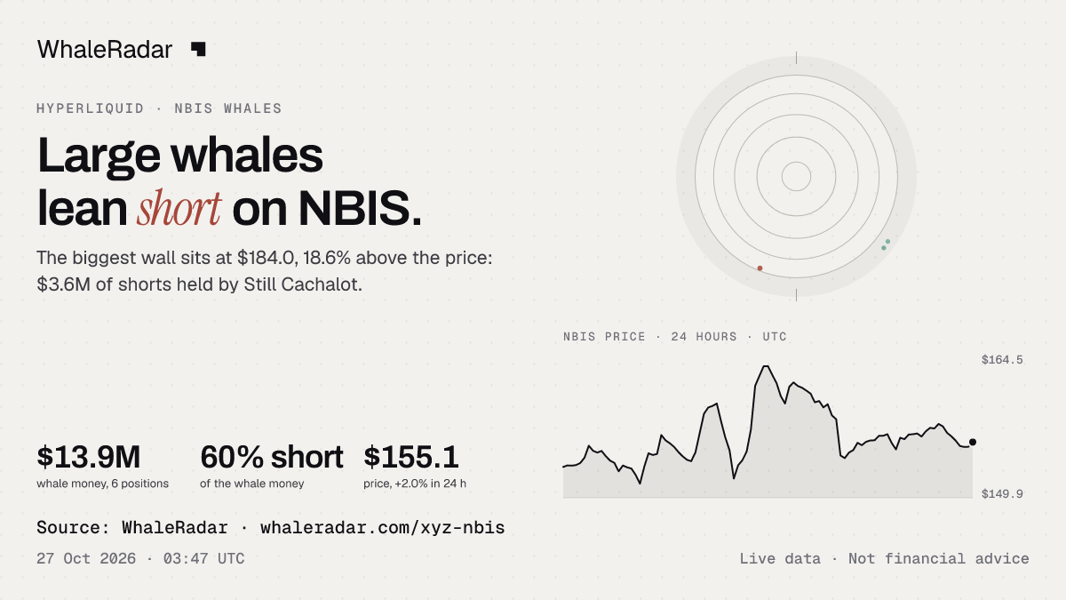 The NBIS radar with the price over 24 hours, ready for your story.