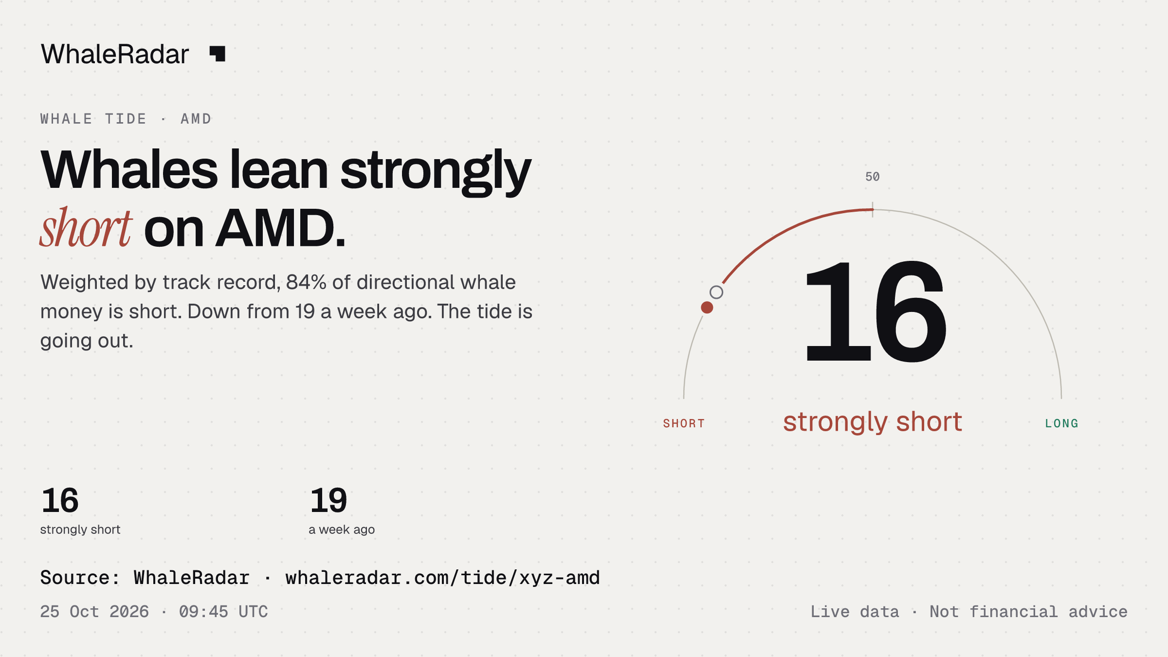 Whales lean strongly short on AMD.