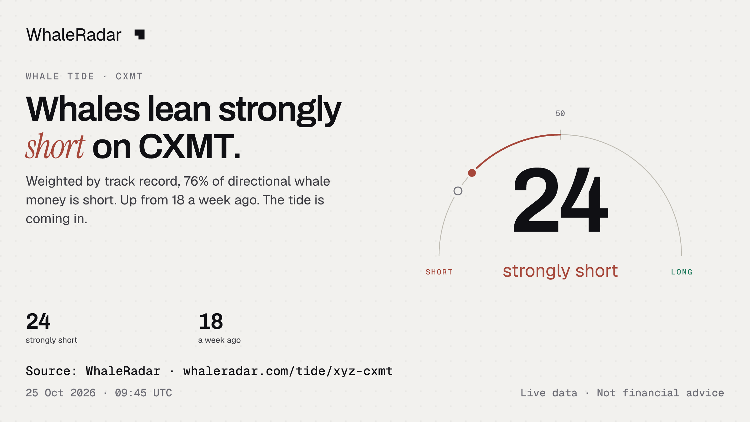 Whales lean strongly short on CXMT.