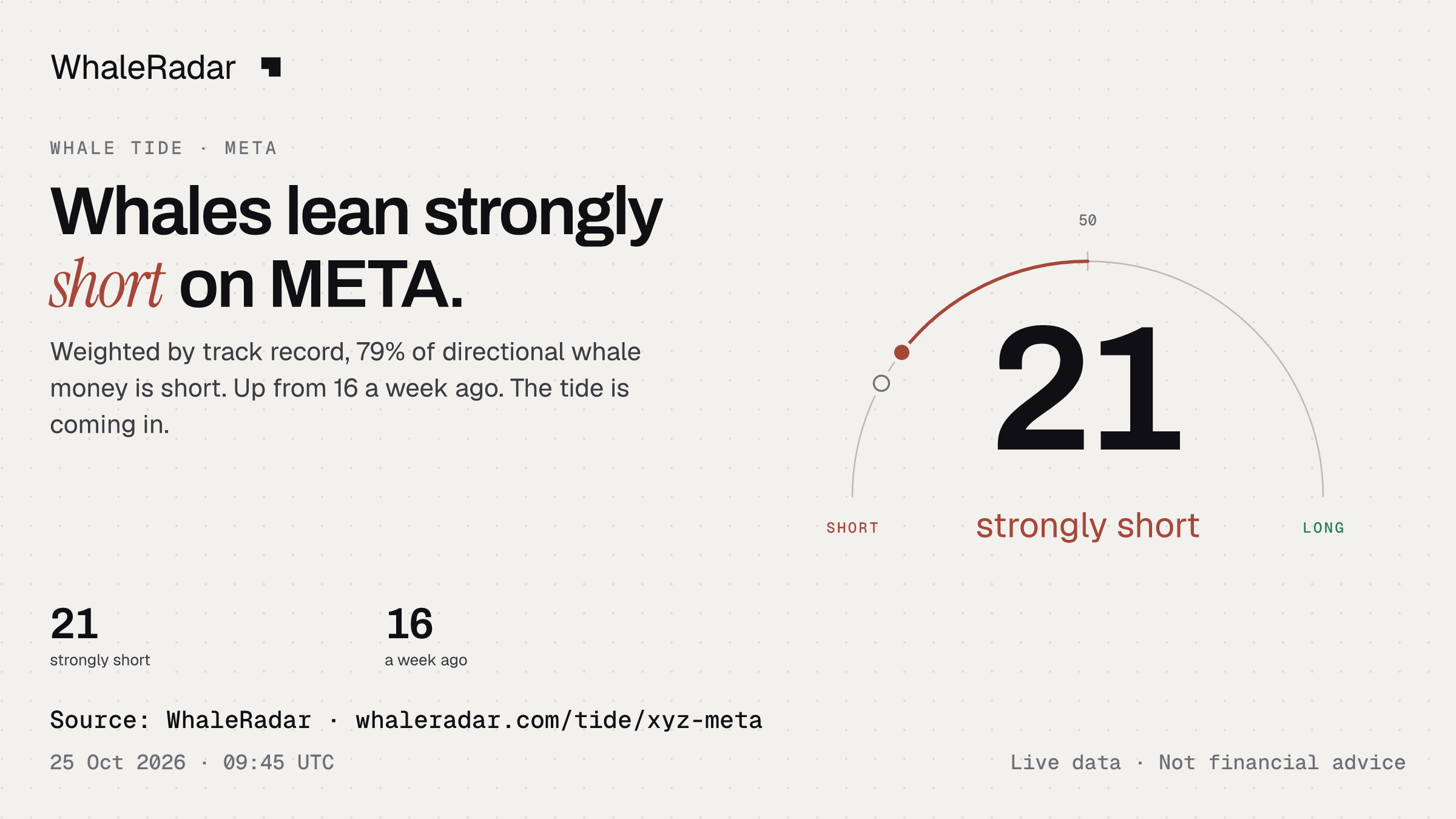 Whales lean strongly short on META.