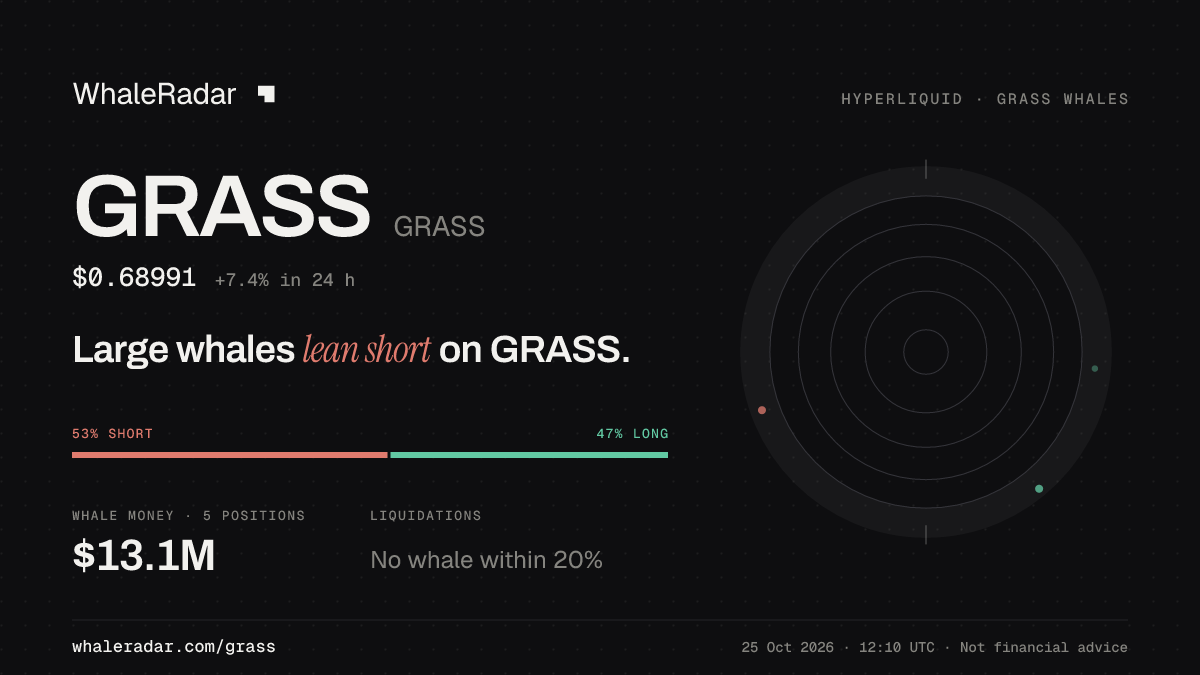 GRASS 分享卡片:大户整体偏空 GRASS。