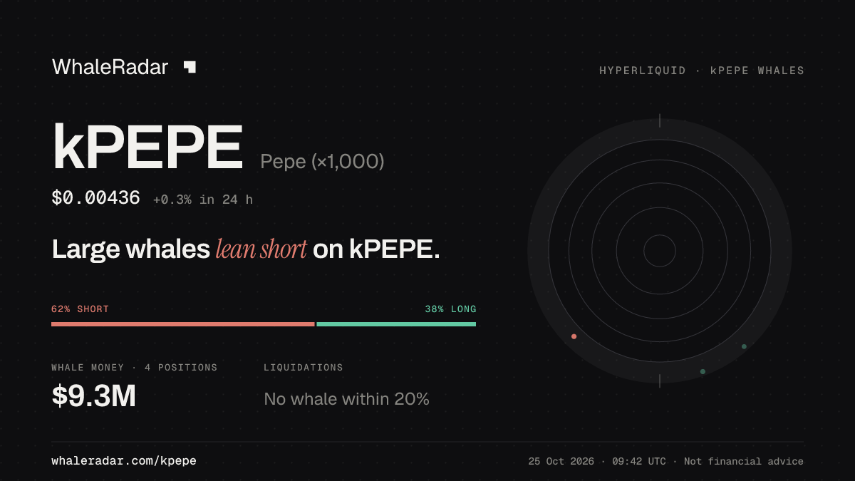 Share card for kPEPE: Large whales lean short on kPEPE.