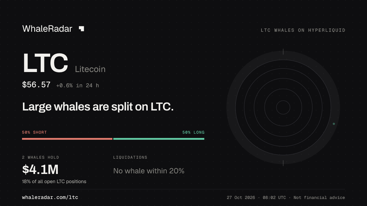 LTC 공유 카드: 대형 고래, LTC 롱·숏 팽팽.