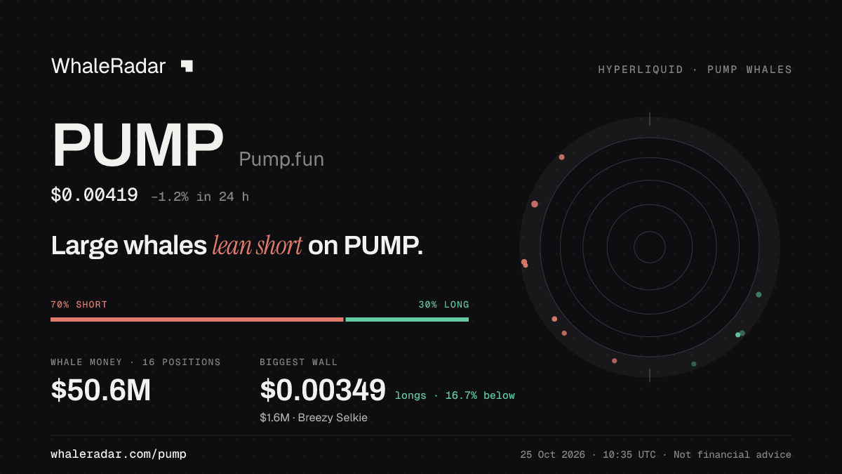 PUMP 分享卡片:大户整体偏空 PUMP。