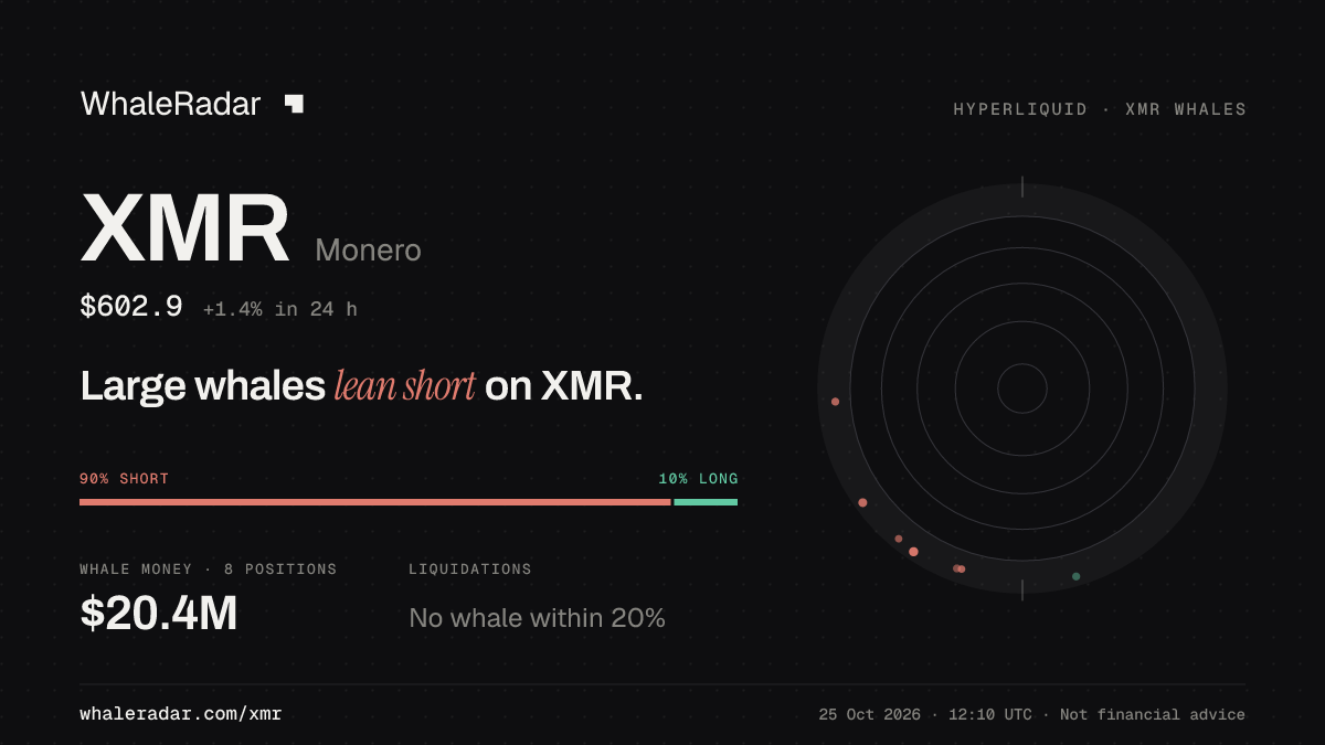 XMR 分享卡片:大户整体偏空 XMR。