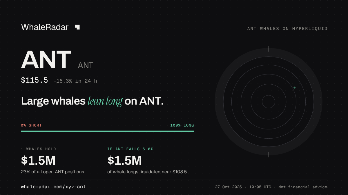 Share card for ANT: Large whales lean long on ANT.