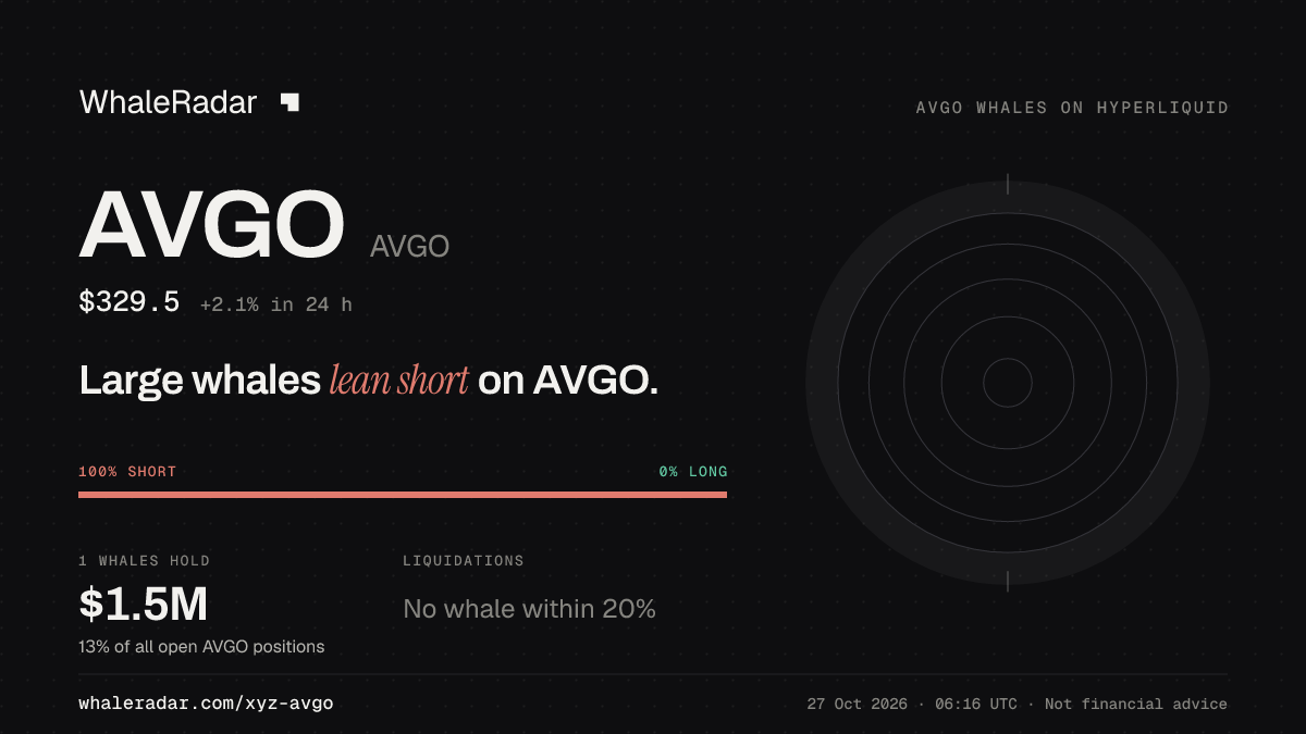 AVGO 공유 카드: 대형 고래, AVGO 숏 우세.