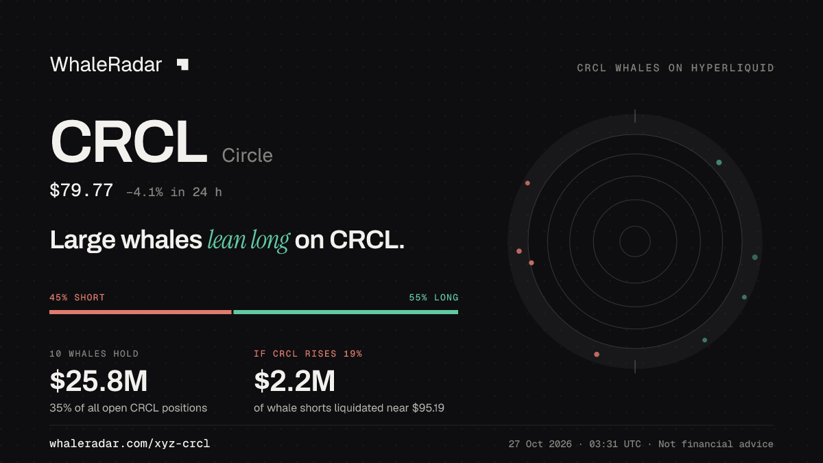 Share card for CRCL: Large whales lean long on CRCL.