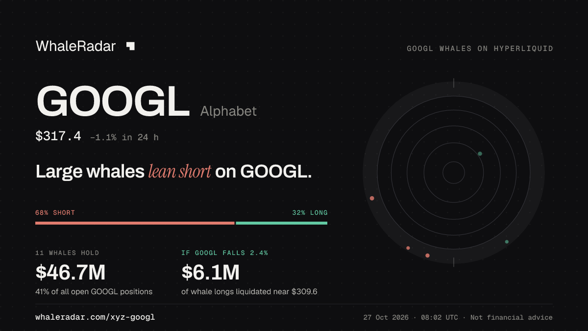 Share card for GOOGL: Large whales lean short on GOOGL.