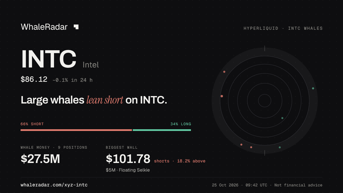 INTC 分享卡片:大户整体偏空 INTC。