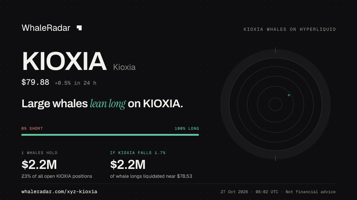Share card for KIOXIA: Large whales lean long on KIOXIA.