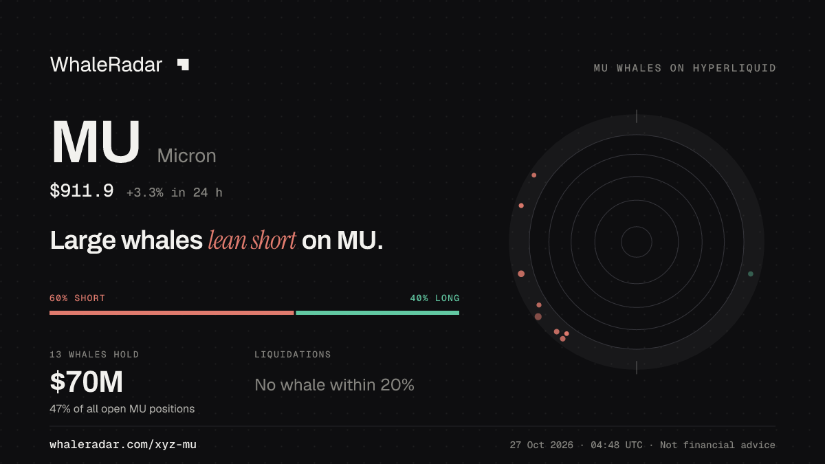 Share card for MU: Large whales lean short on MU.