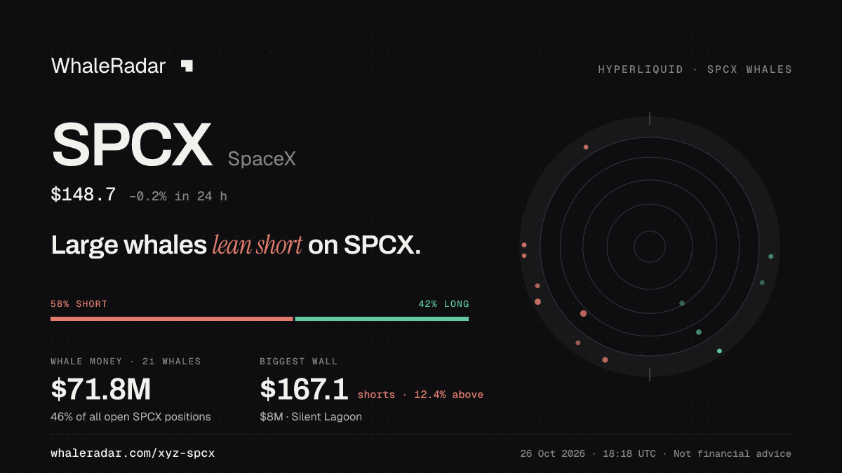 Share card for SPCX: Large whales lean short on SPCX.