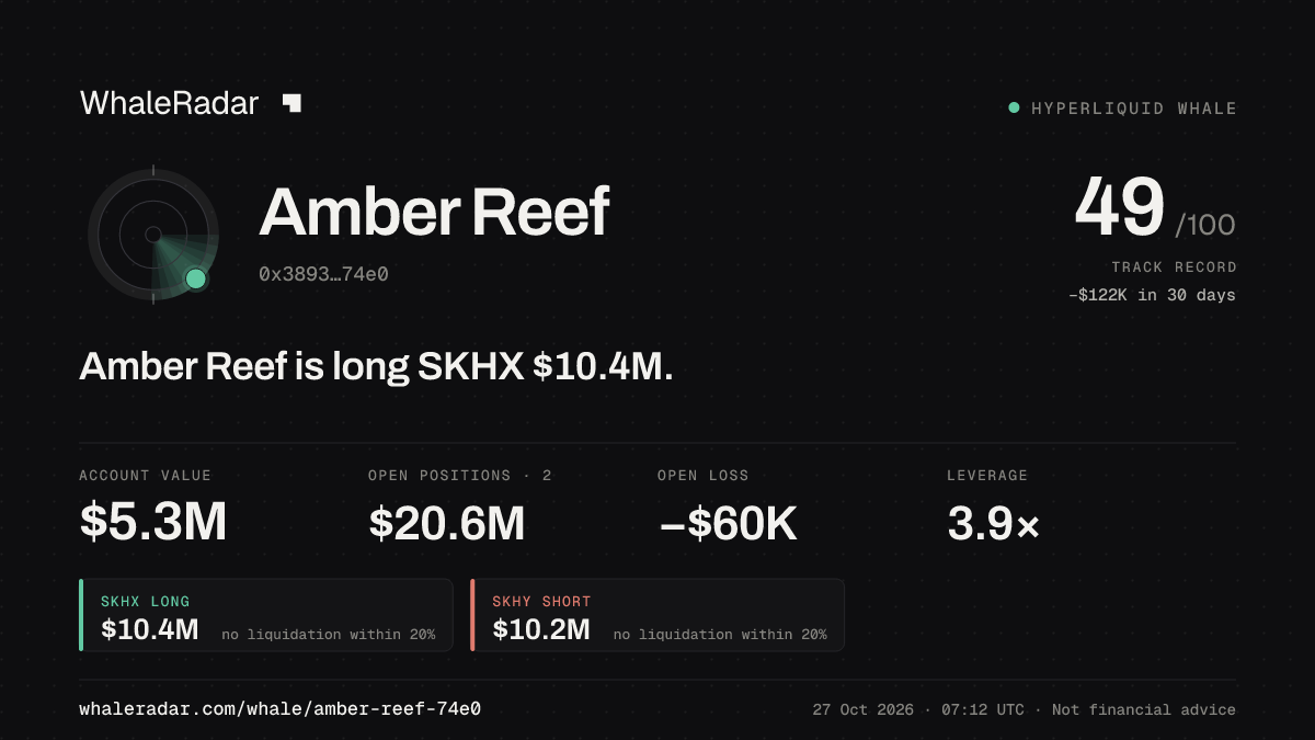 Amber Reef 공유 카드: Amber Reef: SKHX 롱 1,045만 달러.