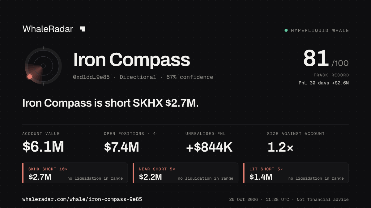Share card for Iron Compass: Iron Compass is short SKHX $2.7M.