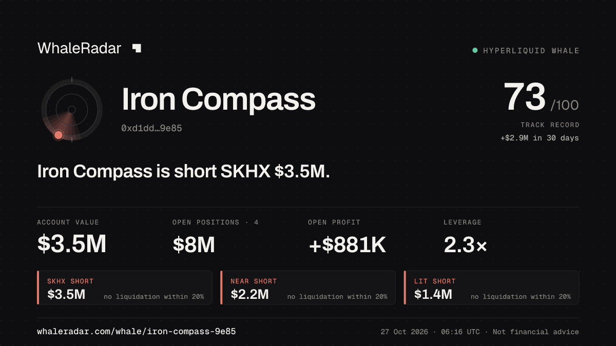 Iron Compass 공유 카드: Iron Compass: SKHX 숏 350만 달러.