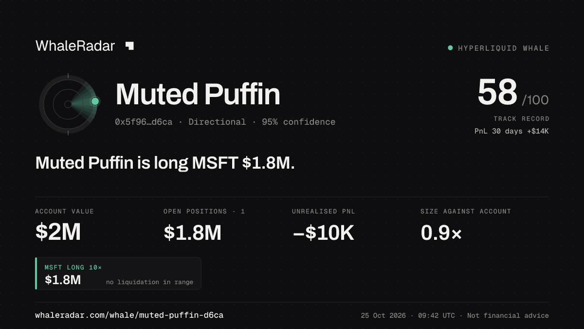 Share card for Muted Puffin: Muted Puffin is long MSFT $1.8M.