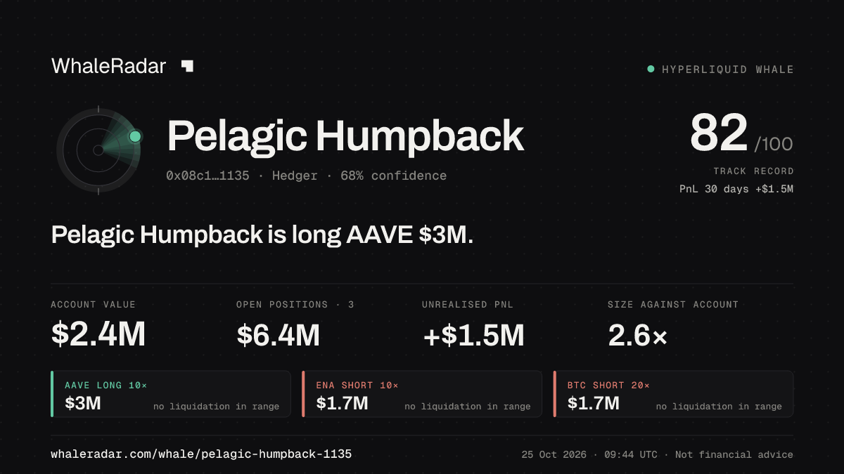 Share card for Pelagic Humpback: Pelagic Humpback is long AAVE $3M.