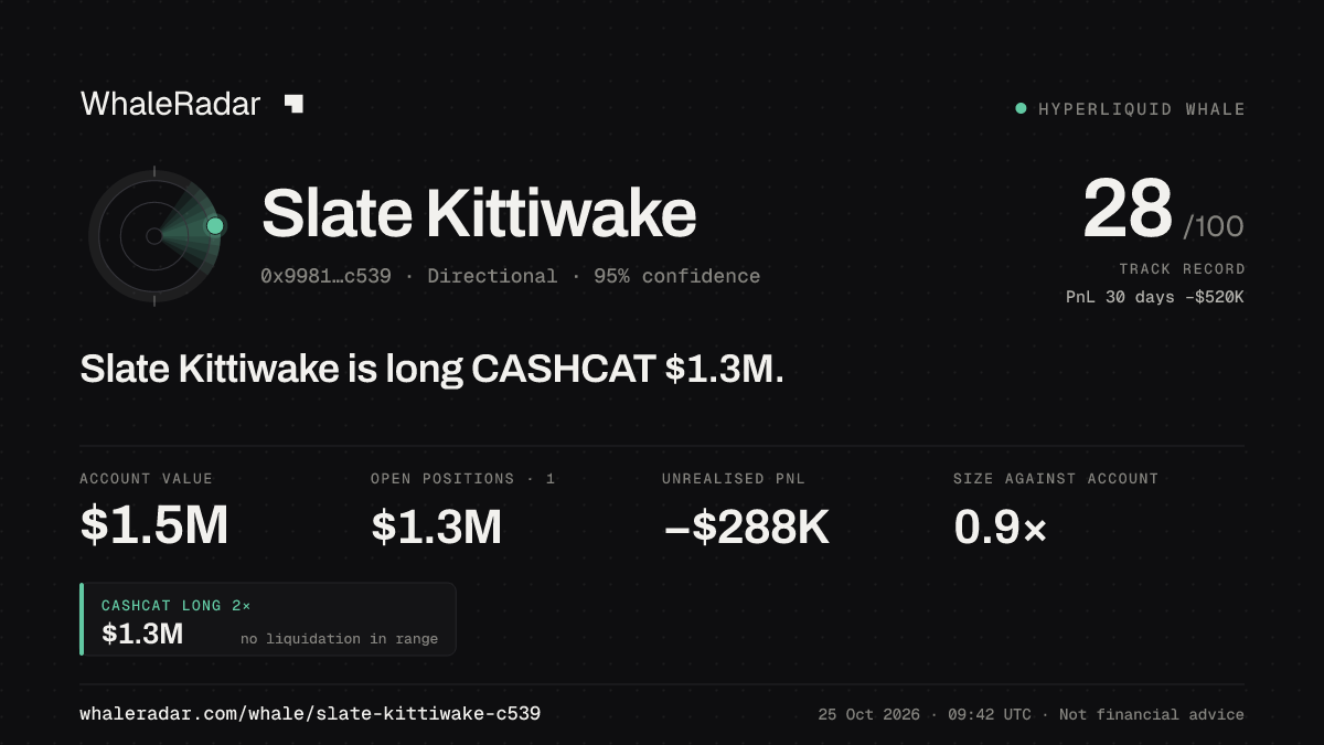 Share card for Slate Kittiwake: Slate Kittiwake is long CASHCAT $1.3M.