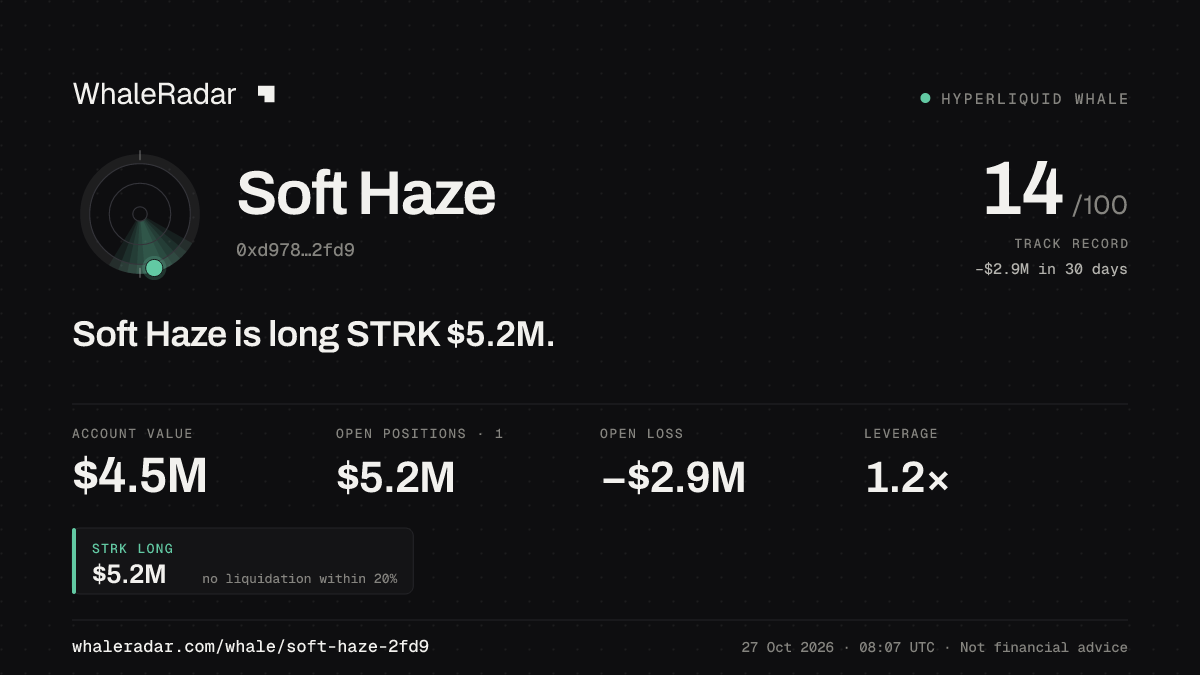 Soft Haze 공유 카드: Soft Haze: STRK 롱 510만 달러.