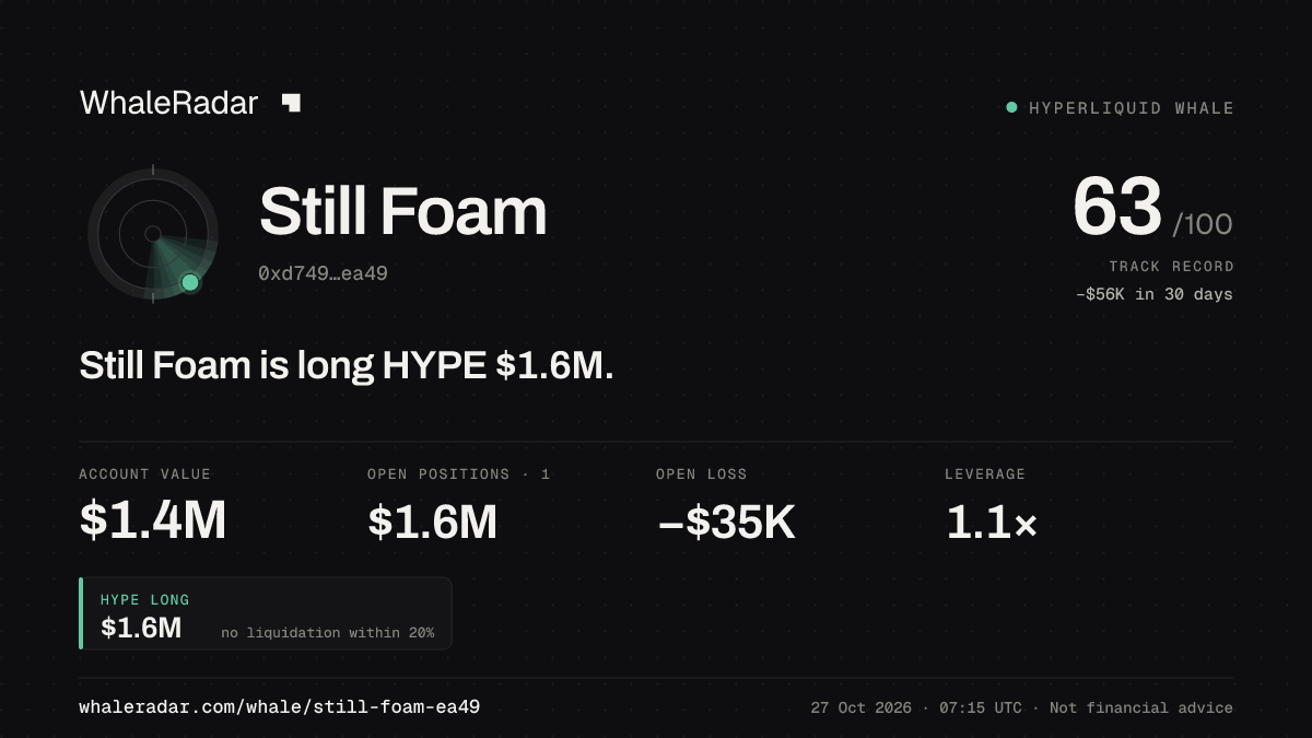 Still Foam 공유 카드: Still Foam: HYPE 롱 155만 달러.