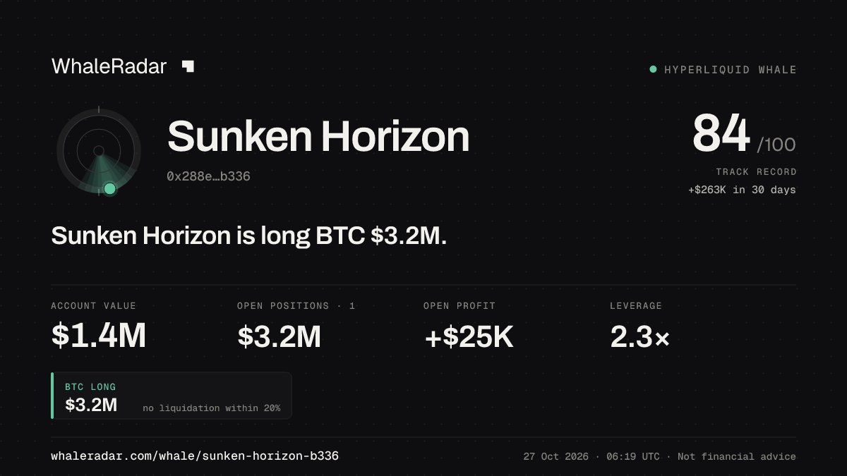 Sunken Horizon 공유 카드: Sunken Horizon: BTC 롱 318만 달러.