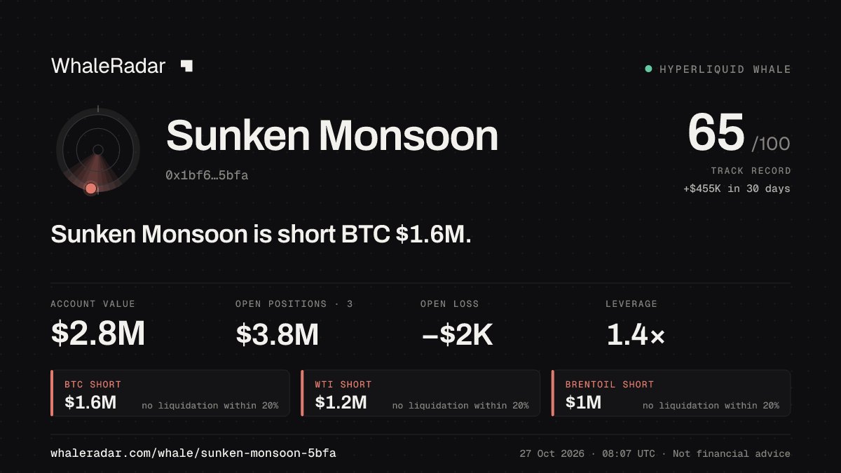 Sunken Monsoon 공유 카드: Sunken Monsoon: BTC 숏 160만 달러.