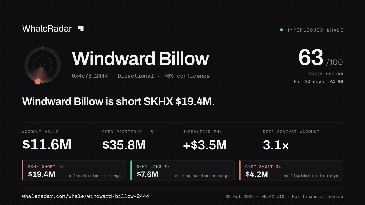 Share card for Windward Billow: Windward Billow is short SKHX $19.5M.